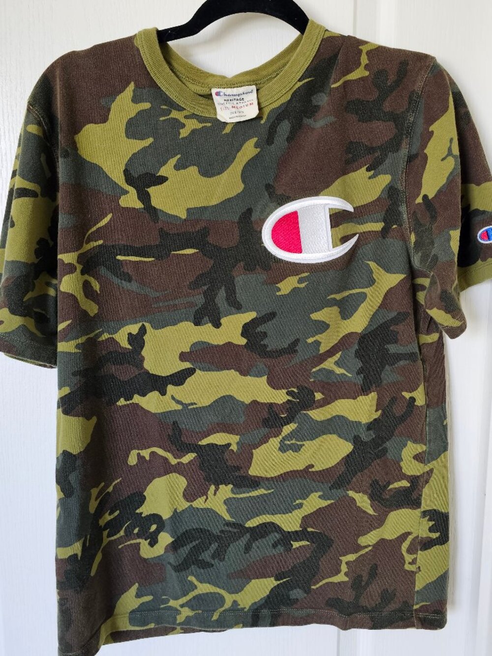 Champion Heritage T Shirt Camo Stitched Big Logo | Size: Medium | 100% Cotton